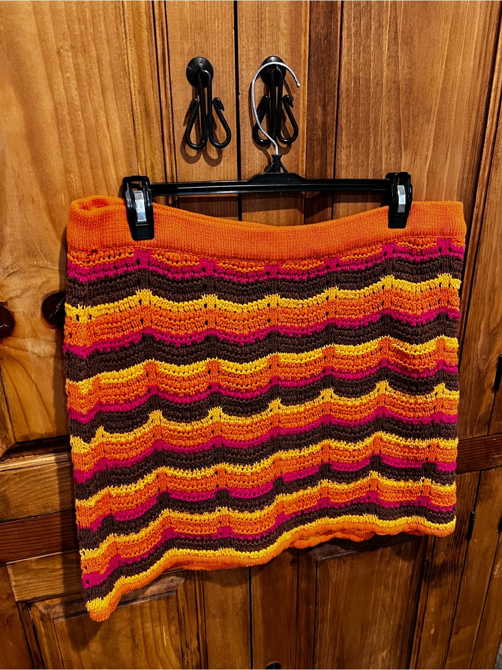 Cotton On Knit Mini Skirt in Orange, Pink & Brown